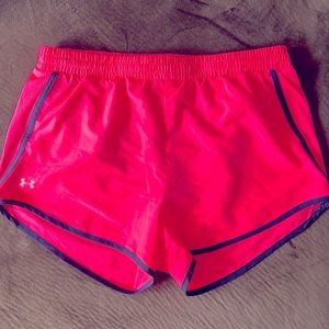 Under Armour Women’s Athletic Shorts, hot pink and navy